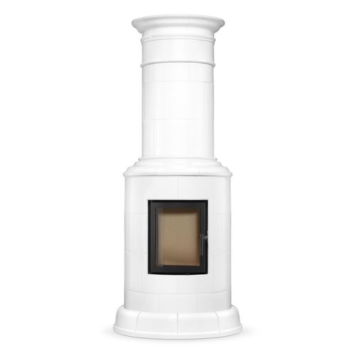 Kachelofen Colonna 11,5 kW – klassischer Kaminofen aus Keramik, weißer Holzofen, Säulenofen, ECO Design 2022, BlmSchV 2