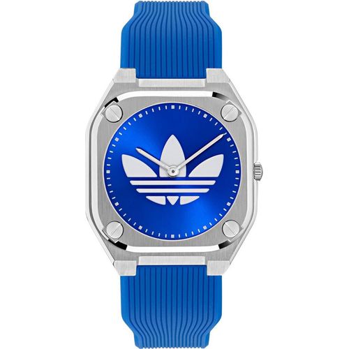 Adidas Herren Uhr Edelstahl Silikon blau AOSY25020