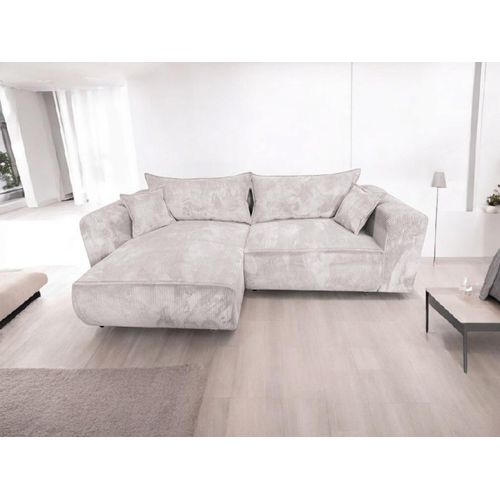Ecksofa Berlin 255x160 Beige CORD mit schlaffunktion und bettkasten Beige POSO 100 Links