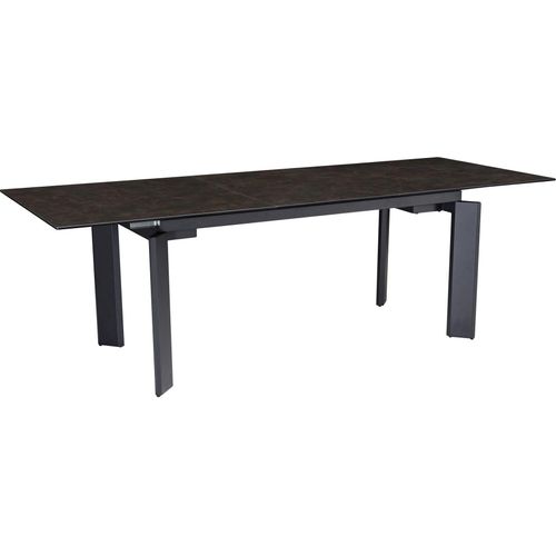 Esszimmertisch 180x95x77 cm Keramik Glas Esstisch Schwarz, Küchentisch ausziehbar bis 240 cm, Glastisch Groß, Speisetisch Esszimmer Rechteckig mit Metallbeinen