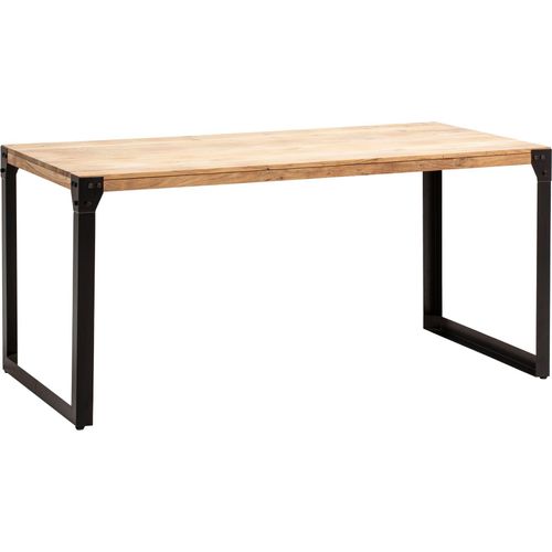 Esszimmertisch 160x80x76 cm Akazie Massivholz Metall Esstisch Industrial, Küchentisch mit Metallbeinen, Holztisch Groß, Speisetisch Esszimmer Rechteckig