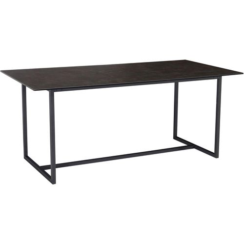 Esszimmertisch 180x90x76 cm Keramik Glas Esstisch Schwarz, Küchentisch Groß, Glastisch Rechteckig, Speisetisch Esszimmer mit Metallbeinen