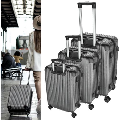 Reisekoffer Set anthrazit 3 Größen 20/24/28 Zoll ABS Teleskopstange 4 Zwillingsrollen Zahlenschloss Koffer Kofferset