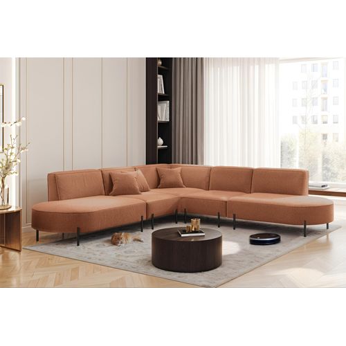 Ecksofa Designersofa VALENCIA in Stoff Quelle Ziegelbraun Universal