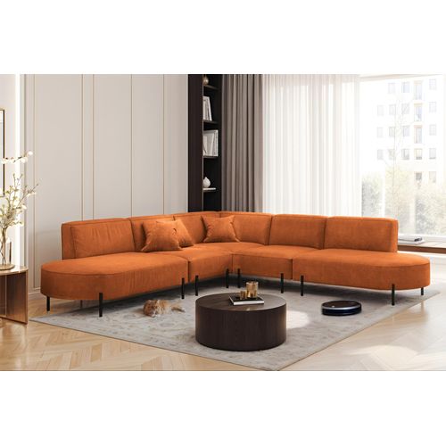 Ecksofa Designersofa VALENCIA in Stoff Noel Ziegelrot Universal