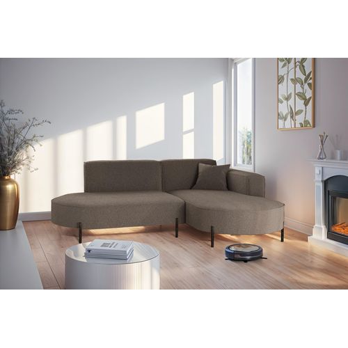 Ecksofa Designersofa VALENCIA XS in Stoff Quelle Braun Ottomane Rechts