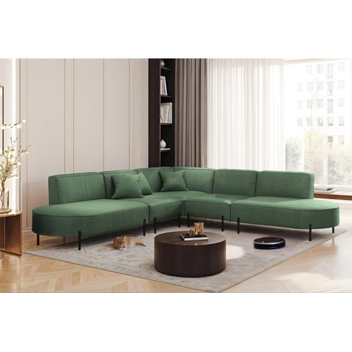 Ecksofa Designersofa VALENCIA in Stoff Scala Forest Universal