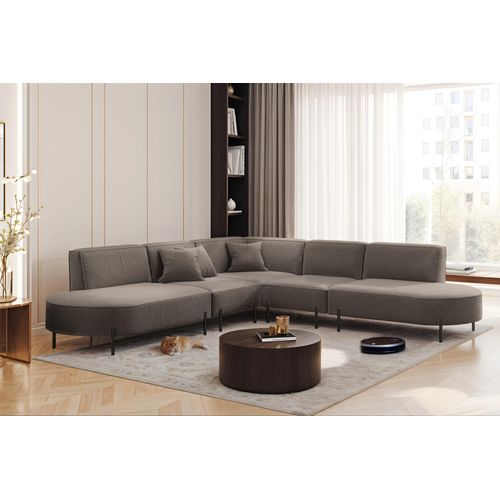 Ecksofa Designersofa VALENCIA in Stoff Quelle Braun Universal