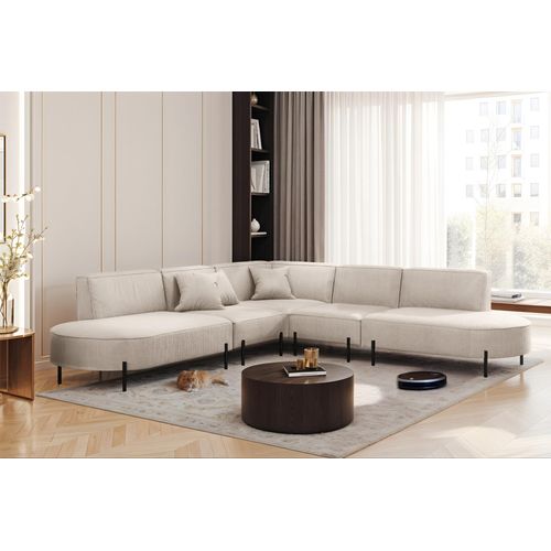Ecksofa Designersofa VALENCIA in Stoff Scala Sand Universal