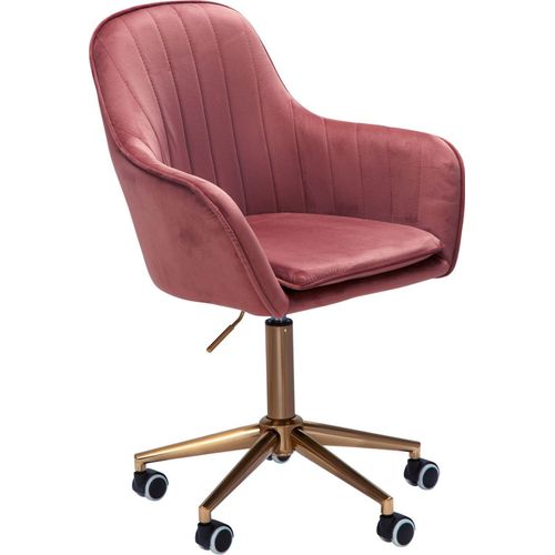Schreibtischstuhl Samt Rosa, Design Drehstuhl mit Lehne, Arbeitsstuhl 120 kg Höhenverstellbar, Schalenstuhl mit Rollen, Stuhl Drehbar