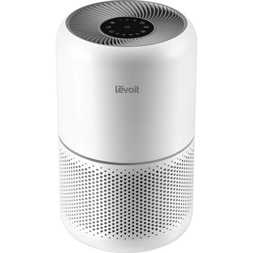 Luftfilter für Allergiker, Air Purifier gegen Schimmel Staub Pollen Gerüche Tierhaare, 4 Ersatzfilter zur Auswahl, Timer leiser Schlafmodus,Weiß