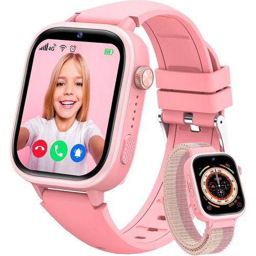 4G Kinder Smartwatch mit GPS und Telefon, Videoanruf/Voice-Chat/SOS, Schulmodus, Schrittzähler, IP68