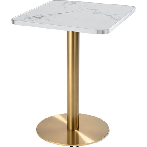 Esstisch 60cm goldenem und weiß/silberner Marmorverkleidung - Oviala Montmartre