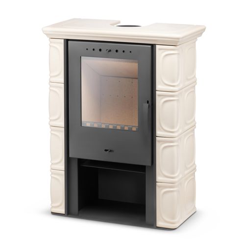 Kachelofen ELDUR Cappuccino 6kW – freistehend, Keramik, ECO Design 2022, klassischer Kaminofen