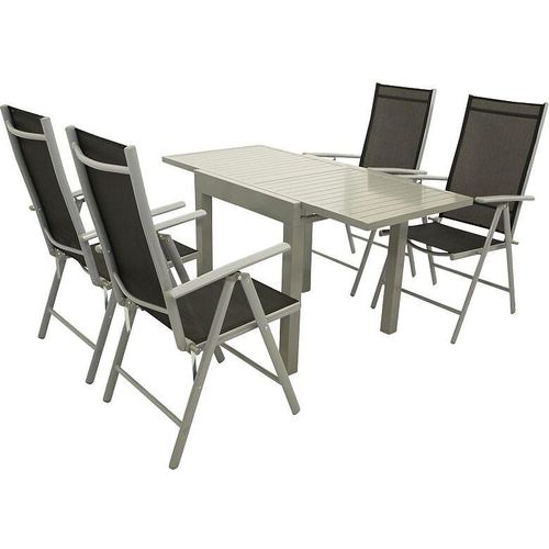 Gartenset Garten-Garnitur 5-teilig, Aluminium, Textillehne schwarz