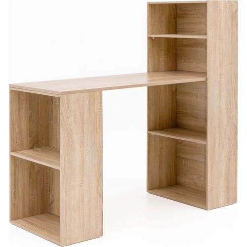 Schreibtisch WL5.693 mit Regal 120 x 120 x 53 cm Sonoma Holz Modern, Schreibtischregal Ablagefächer PC Tisch, Computertisch mit Ablage, Design Tisch Büro mit Aufbewahrung