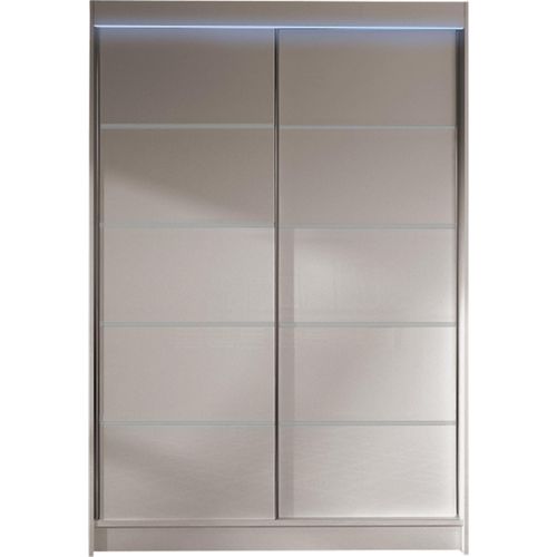 MIRJAN24 Schiebetürenschrank Lino IV, Kleiderschrank vom Hersteller (Cashmere, mit RGB LED Beleuchtung)