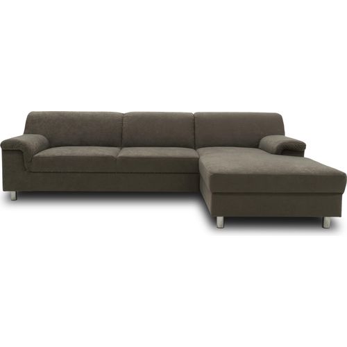 DOMO Collection Ecksofa Jamie, Couch in L-Form, Füße mit Filzgleitern, Sofa, Polsterecke, Eckcouch, Polstergarnitur 251 x 150 x 72 cm (BxTxH), grau