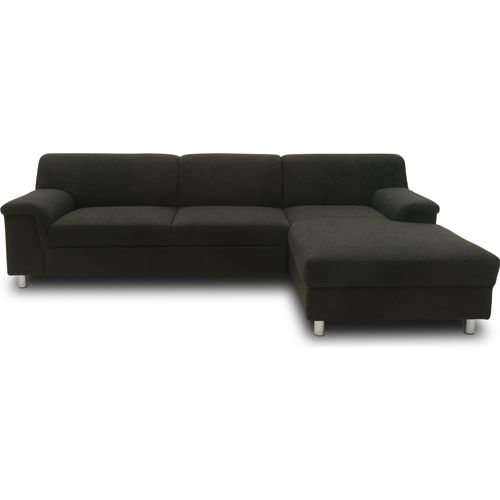 DOMO Collection Ecksofa Jamie, Couch in L-Form, Füße mit Filzgleitern, Sofa, Polsterecke, Polstergarnitur 251 x 150 x 72 cm (BxTxH), schwarz