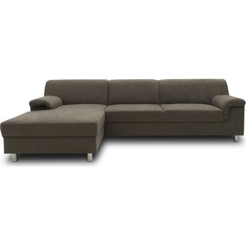 DOMO Collection Ecksofa Jamie, Couch in L-Form, Füße mit Filzgleitern, Sofa, Polsterecke, Eckcouch, Polstergarnitur 251 x 150 x 72 cm (BxTxH), grau