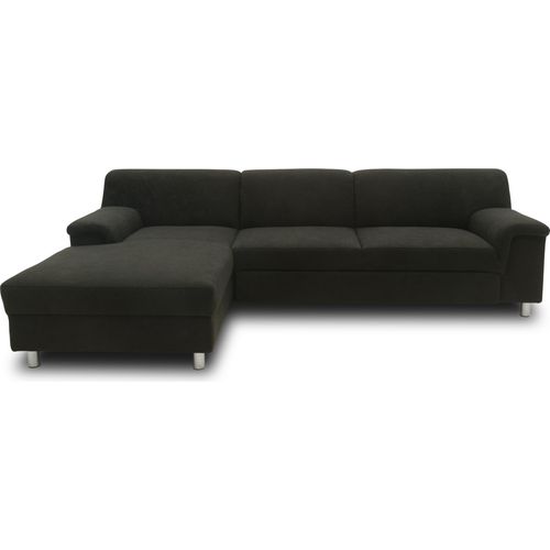 DOMO Collection Ecksofa Jamie, Couch in L-Form, Füße mit Filzgleitern, Sofa, Polsterecke, Polstergarnitur 251 x 150 x 72 cm (BxTxH), schwarz