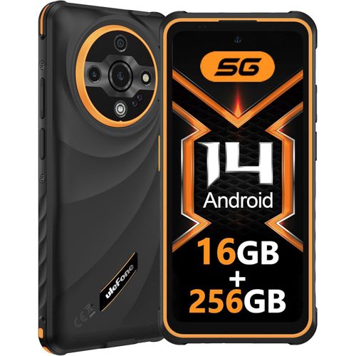 Ulefone Armor X31 Pro 5G Outdoor Smartphone 2025 16GB+256GB/SD-2TB Android 14 Outdoor Handy, 64MP 6,56” 120Hz 6050mAh 3-Slots/OTG/NFC/IP68, Orange