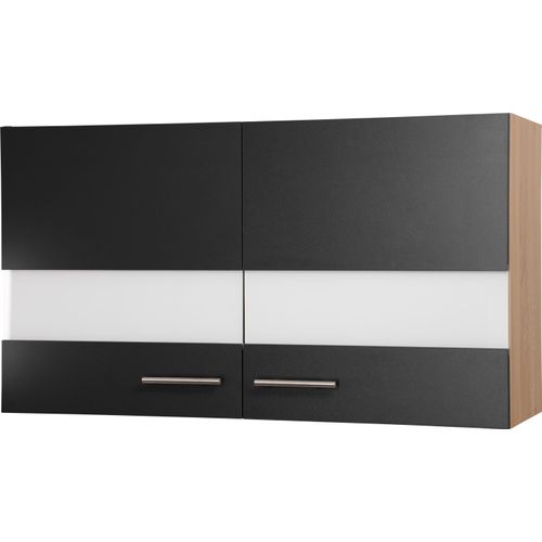Oberschrank Hängeschrank 100 cm Eiche Sägerau Schwarz Merle Respekta