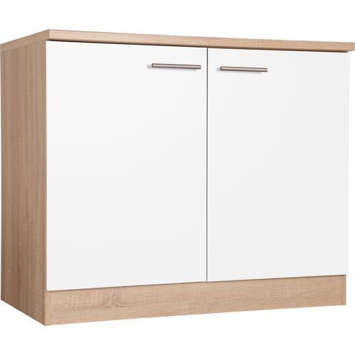 Spülenunterschrank Küchenschrank 100 cm Eiche Sägerau Weiß Merle Respekta