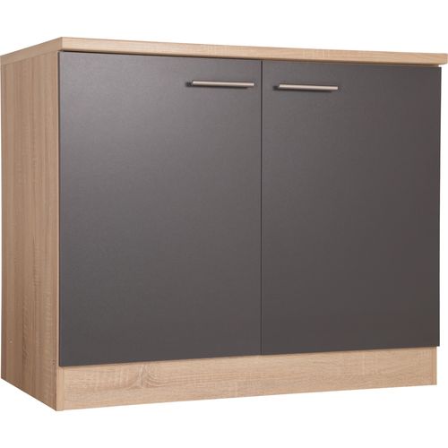 Spülenunterschrank Küchenschrank 100 cm Eiche Sägerau Grau Merle Respekta