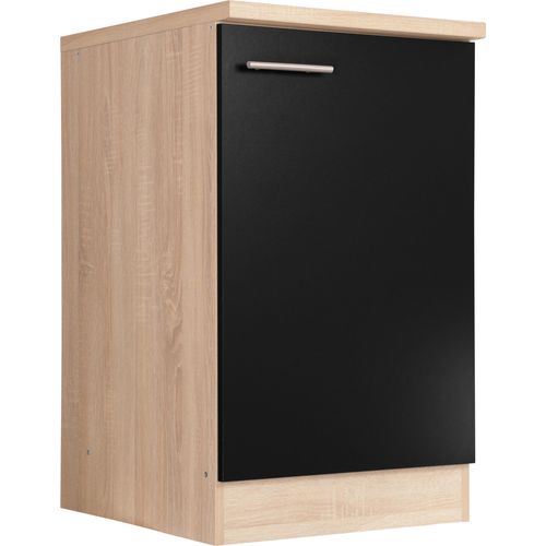 Spülenunterschrank Küchenschrank 50 cm Eiche Sägerau Schwarz Merle Respekta