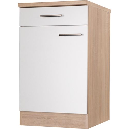 Unterschrank Küchenschrank mit Schublade 50 cm Eiche Sägerau Weiß Merle Respekta