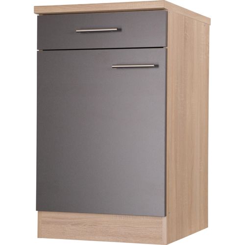 Unterschrank Küchenschrank mit Schublade 50 cm Eiche Sägerau Grau Merle Respekta