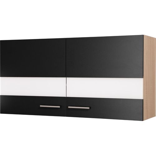 Oberschrank Hängeschrank 110 cm Eiche Sägerau Schwarz Merle Respekta