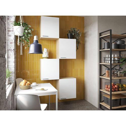 Oberschrank Hängeschrank Küche 4 Stück 50 cm Eiche Sägerau Weiß Merle Respekta