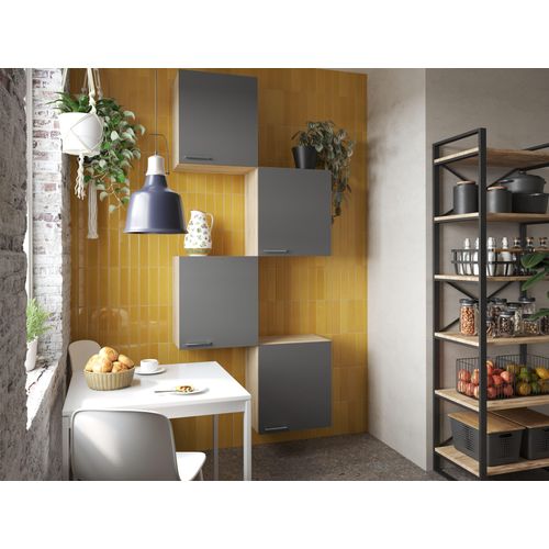 Oberschrank Hängeschrank Küche 4 Stück 50 cm Eiche Sägerau Grau Merle Respekta