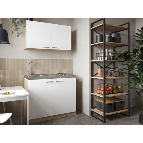Küche Miniküche Singleküche Pantry Eiche Sägerau Weiß Merle 100 cm Respekta