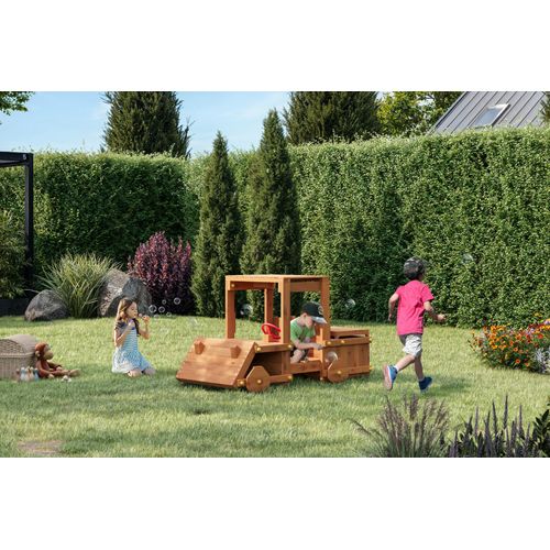 Spielgerät mit kreativem Autokofferraum, Holzdach und sicherem Holzaufbau Fungoo Garden Buggy