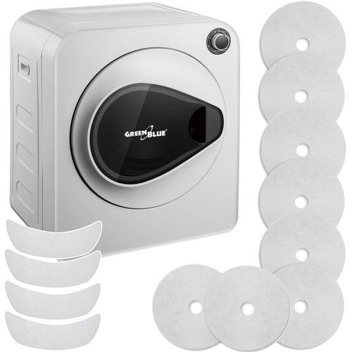 GreenBlue elektrischer Wäschetrockner, 3kg Beladung, GB405+4Stück GreenBlue GB483 Wäschetrockner-Filterset, 1x Eingang, 2x Ausgang
