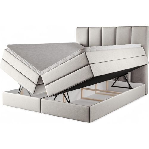 Boxspringbett Agentha 140x220 mit Bettkasten – Samt Grau (Piano 13)