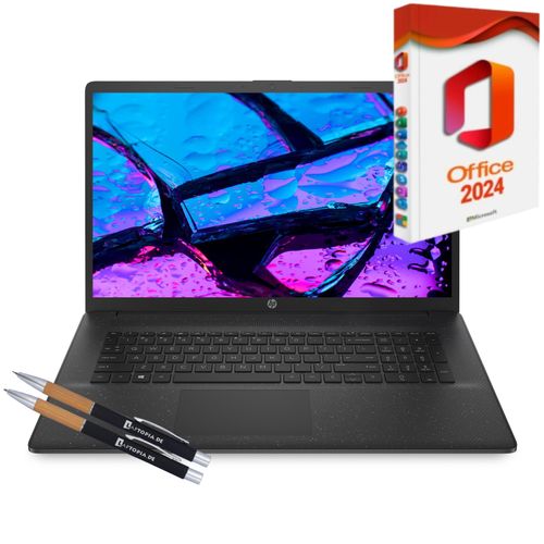 Laptop HP 17-CN - Intel Celeron N4120 - 16GB DDR4-RAM – 500GB SSD - Windows 11 Pro + MS Office 2024 Pro - 44cm (17.3") Full HD TFT