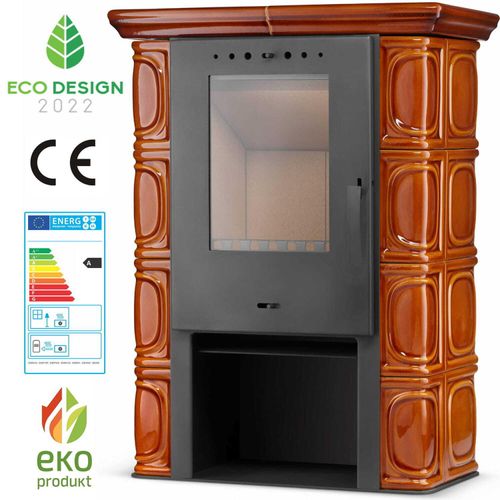 Kachelofen ELDUR Honig 6kW – freistehend, Keramik, ECO Design 2022, klassischer Kaminofen