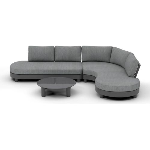 Lounge-Gruppe Salerno 116 x 207 x 57 cm Aluminium Outdoorstoff Anthrazit