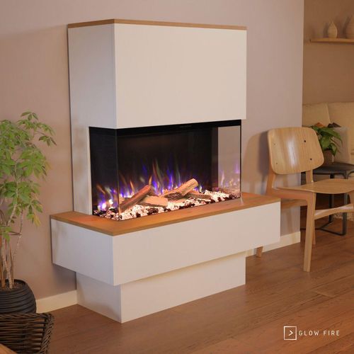 Glow Fire Elektrokamin 'PR18' in Weiss | LED Standkamin in weiß mit Heizung (1500 W) | BxHxT: 111,9x138,4x35cm