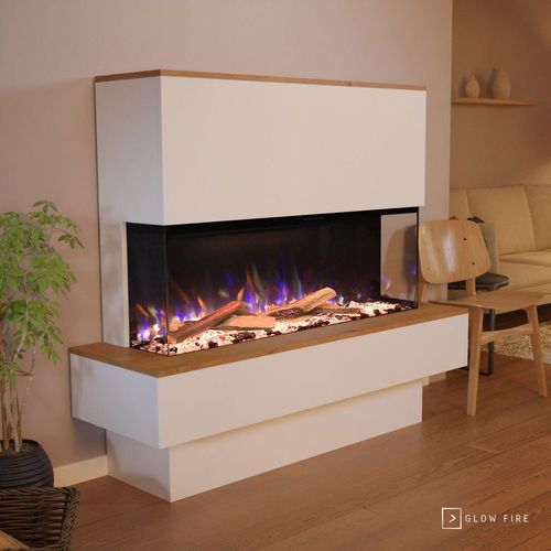 Glow Fire Elektrokamin 'PR19' in Weiss | LED Standkamin in weiß mit Heizung (1500 W) | BxHxT: 157,9x138,4x35cm
