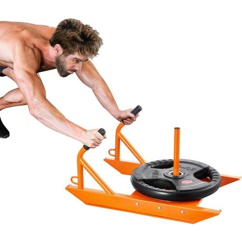 Gewichtsschlitten Power Pull Push - Zugschlitten in Orange - 227kg Tragfähigkeit - Ideal für Kraft- und Ausdauertraining