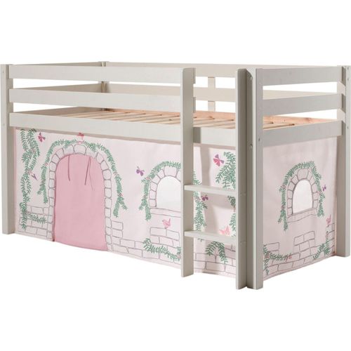 Kinderbett Karolina 210x114x106 Massivholz Weiß Textilset Burg 1