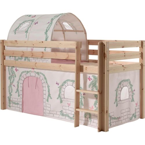 Kinderbett Karolina 210x114x106 Massivholz Natur Textilset Burg 2