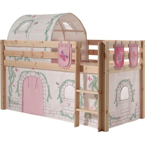 Kinderbett Karolina 210x114x106 Massivholz Natur Textilset Burg 4