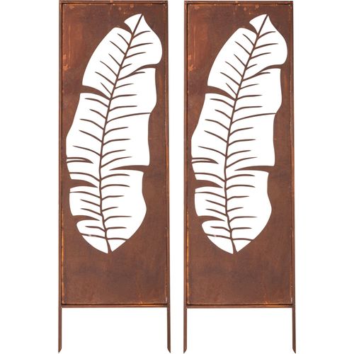 Sichtschutz Metall 2x - 160 cm x 50 cm - Edelrost - Rostoptik Sichtschutz für Garten - Sichtschutzelement - Sichtschutzwand - Gartendekoration Zaun