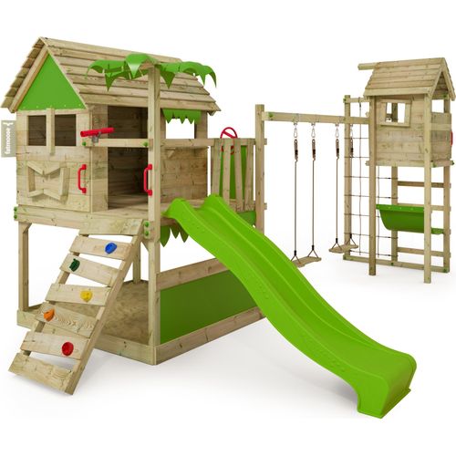 Fatmoose Spielturm Klettergerüst TikaTaka mit Turmanbau – apfelgrün